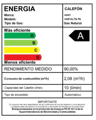 CALEFÓN ANWO 10 L/M HITECH HYDRO 20 TIRO NATURAL NG + BOMBA PRESURIZADORA BBAPRESANWO-9/26